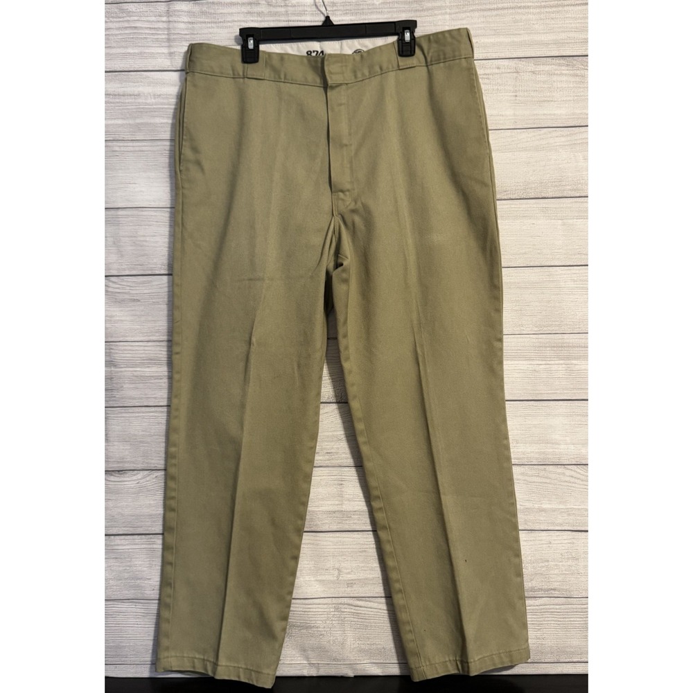 Dickies 874 Original Fit Work Pants Men 40x32 Tan Khaki Flat Front